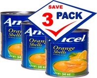 Ancel Orange Shells in Syrup 34 oz Pack 0f 3